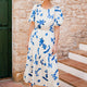 Esme Scattered Floral Dress - Ecru/Blue