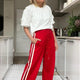 Penny Ponte Wide Leg Trouser - Red