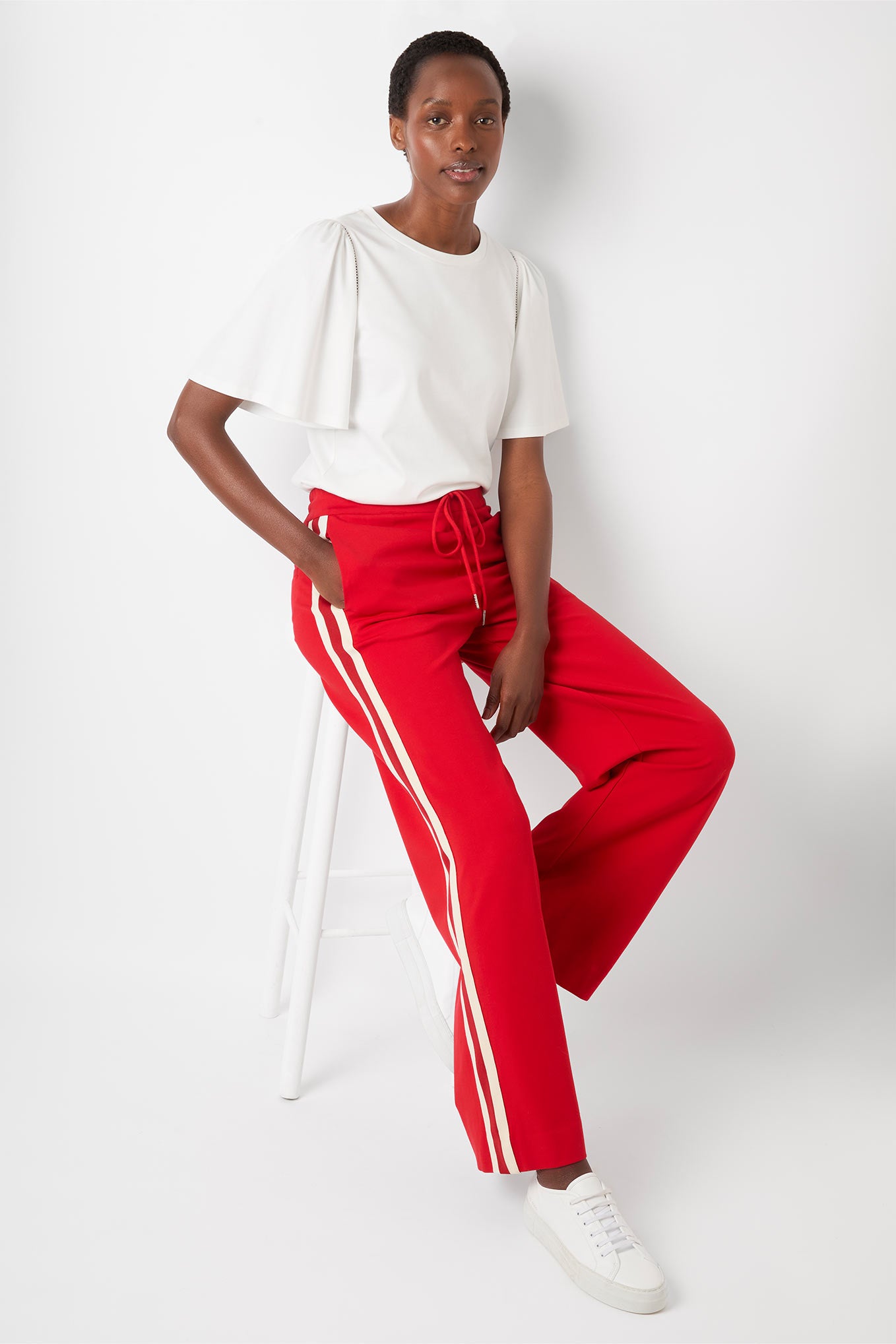 Solid Bright Red Pants for Women Online | Go Colors