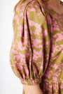 Toulon Textured Floral Dress - Green/Pink