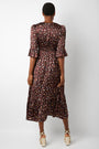 Valleri V-Neck Leopard Dress - Brown Multi