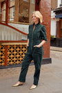 Zoe Stretch Velvet Jumpsuit - Green - Regular